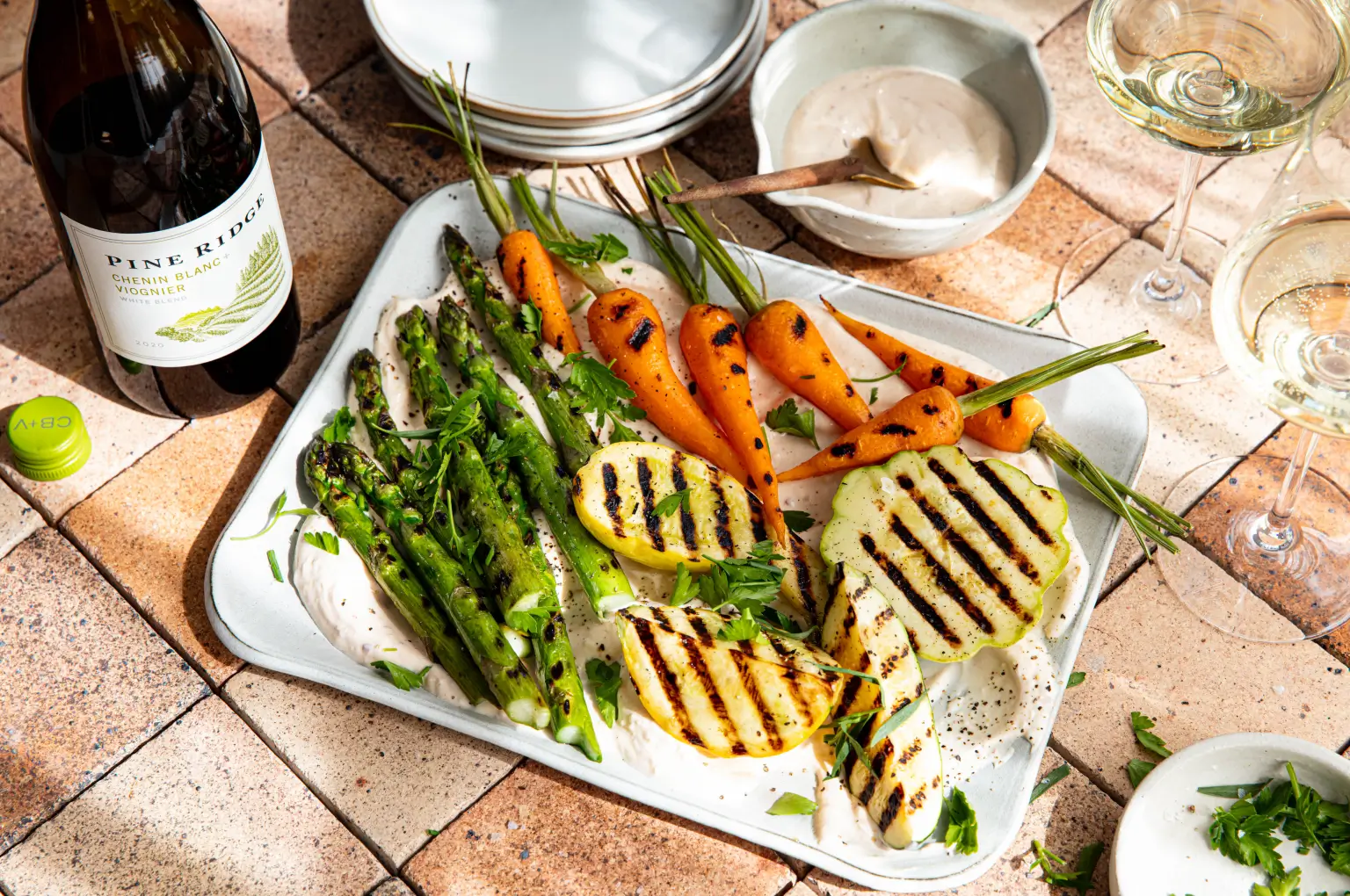 Grilled Veggies with Harissa Yogurt