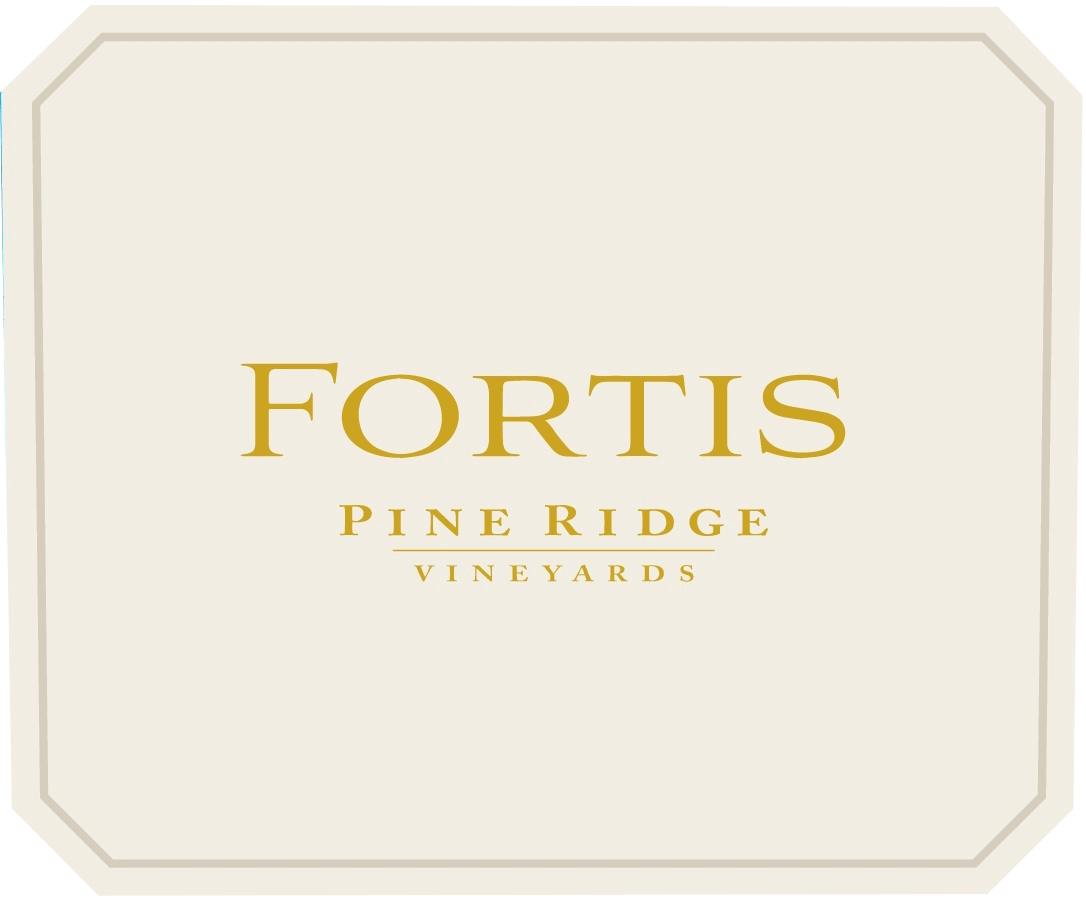 Label with gold text on a cream background reads FORTIS in large letters with Pine Ridge Vineyards in smaller letters below. The border is a subtle, darker shade.