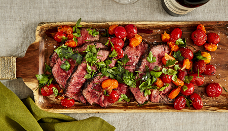 Flat Iron Steak with Roasted Cherry Tomatoes