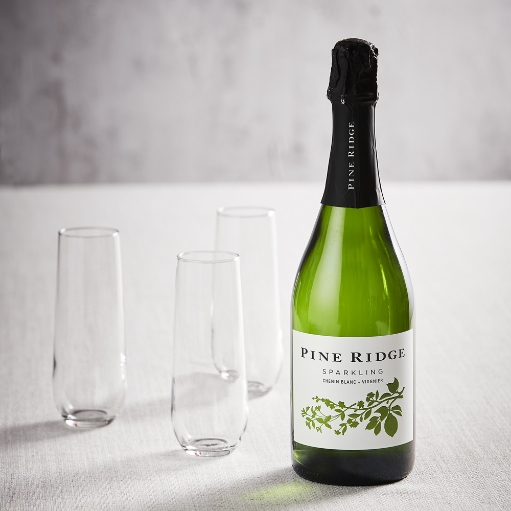 Pine Ridge Sparkling CB+V Wine Bottle on Table