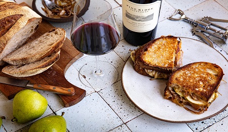 Grown Up Grilled Cheese Sandwiches with Balsamic onions, Prosciutto, and Sliced Pears