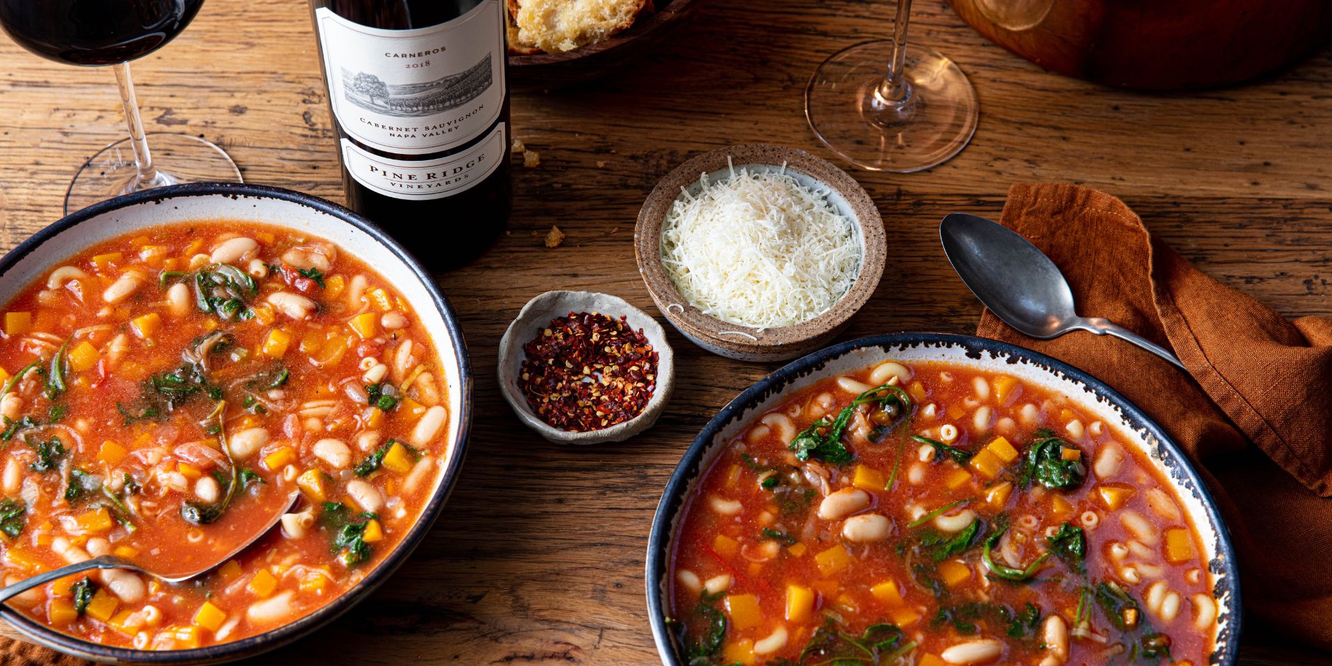Pine Ridge Cabernet paired with Minestrone soup